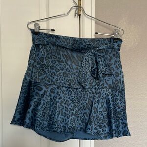 Leopard Print Blue Skirt (with shorts underneath)